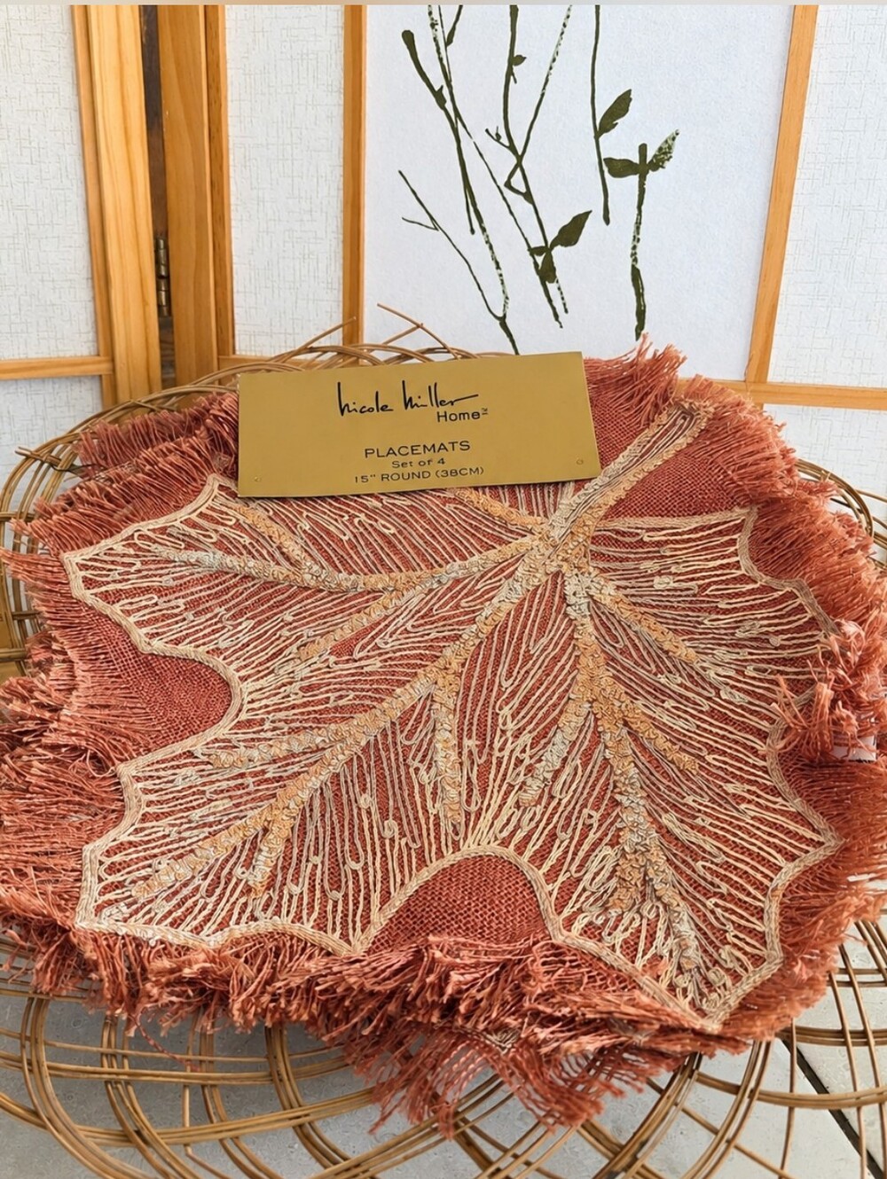 8 pc. Nicole Miller Home Maple Leaf Jute Placemats Fall Thanksgiving Decor